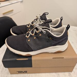 Teva Women's Canyonview RP Waterproof Black and White Sneakers with Tan Accents